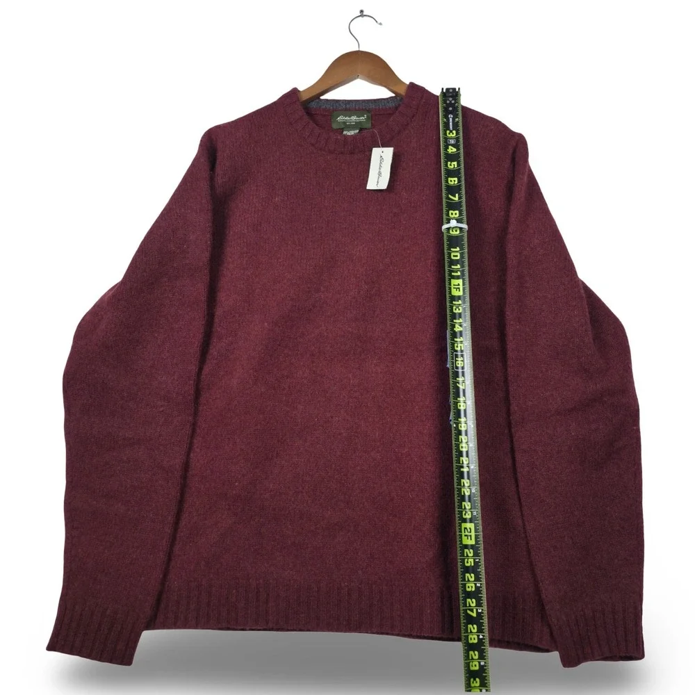 Vintage Eddie Bauer Lambswool Sweater Mens XL Burgundy Red Made in Australia NWT - Picture 8 of 10
